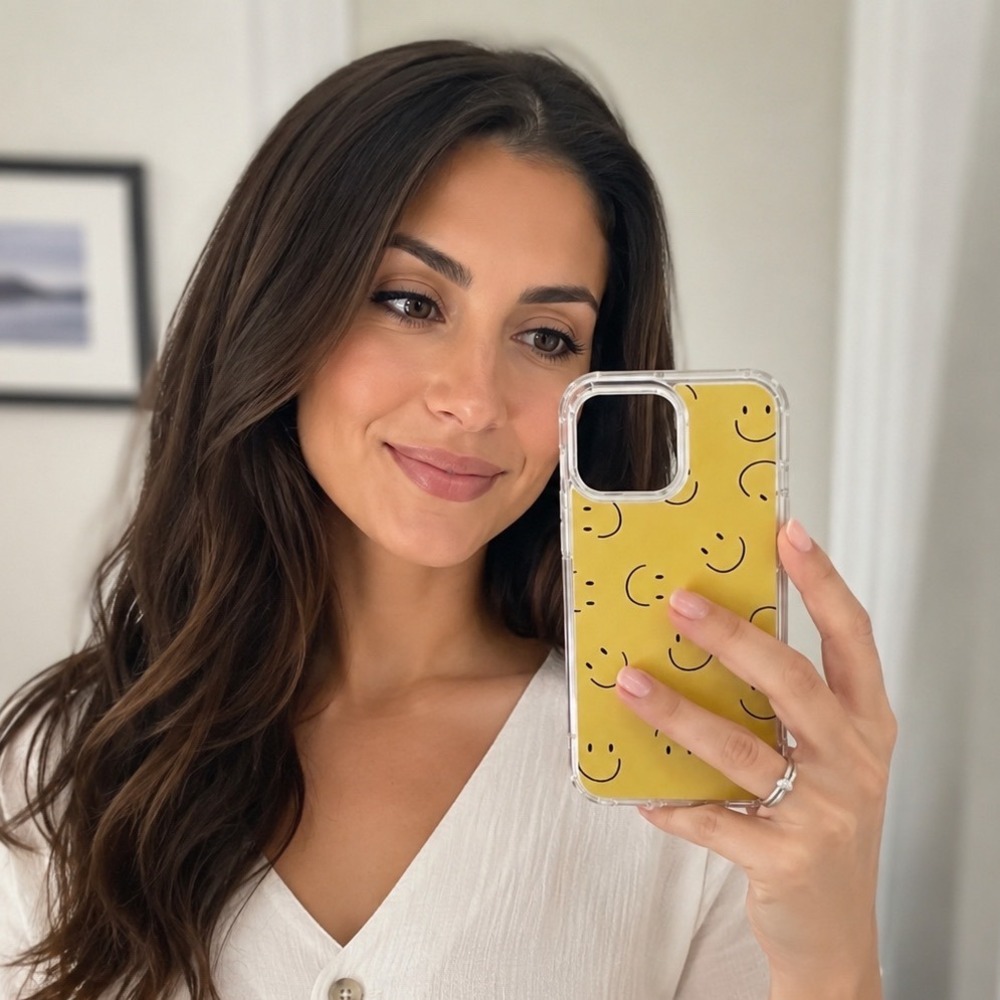Yellow Happy Face Clear Hybrid Phone Case iPhone 13 Pro Max Crystal II 81-03